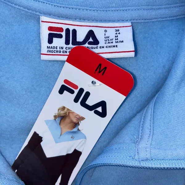 Fila black & white color block quarter zip sweatshirt - Image 3