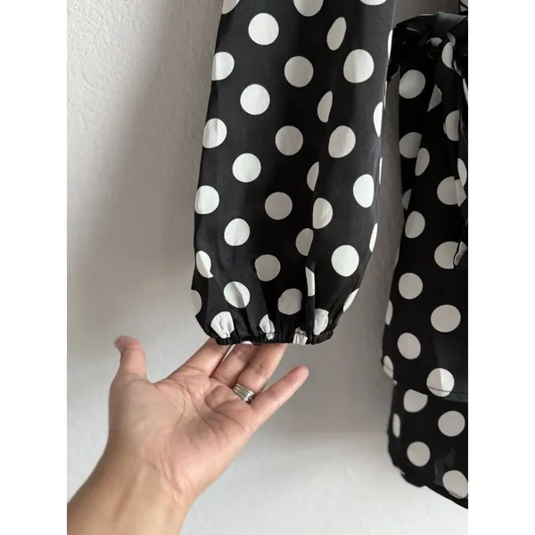 Lulus Women’s Polka Dots Satin Ruffled Romper‎ Elegant Glam Cocktail Size Small - Image 11