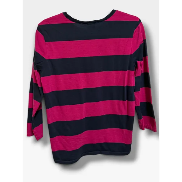 Ralph Lauren Sport Pink Navy Stripe 3/4 Sleeve Cotton Tee Pony Logo L - Image 4