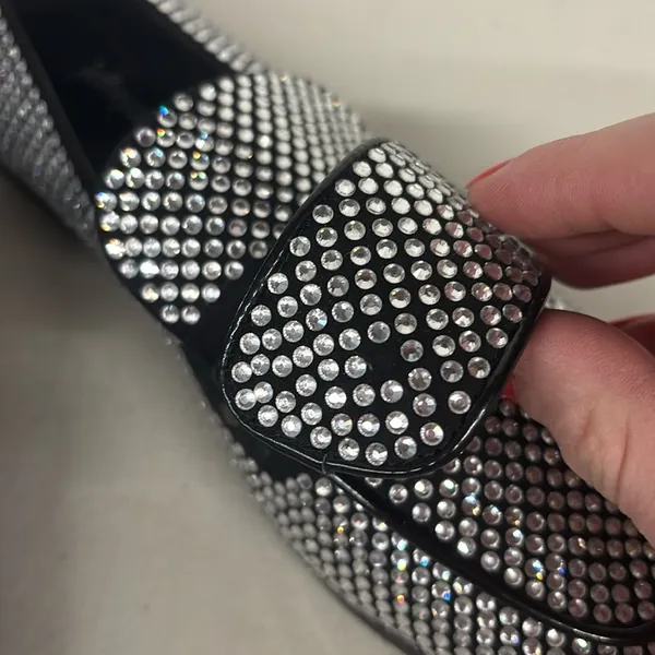 Jeffrey campbell sz 6 Black loafers silver rhinestone slip on fancy velvit dress - Image 4