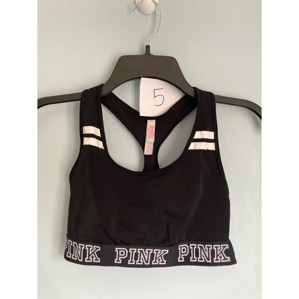 PINK Sports Bra Small Black Athleticwear Athleisure Activewear - Image 3