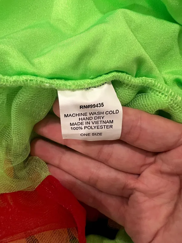 Neon green tutu skirt with pink, blue, and yellow ruffles. One size. Polyester - Image 3