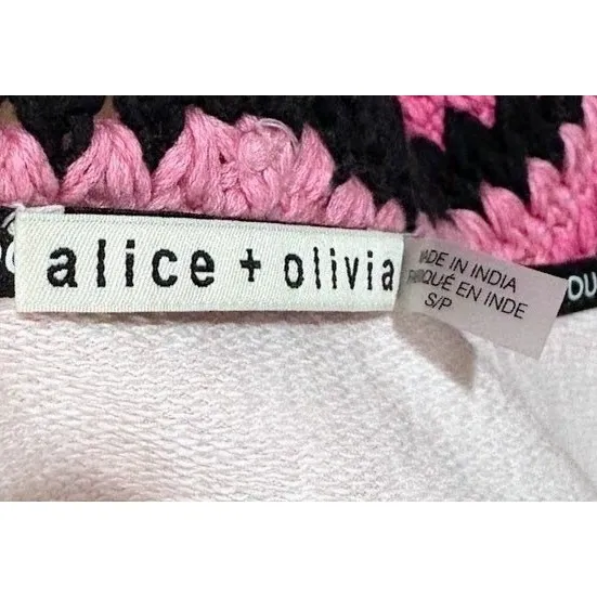 Alice + Olivia Zip Hoodie Womens‎ S Pink Black Tie Dye Crochet Excellent CC102 - Image 4