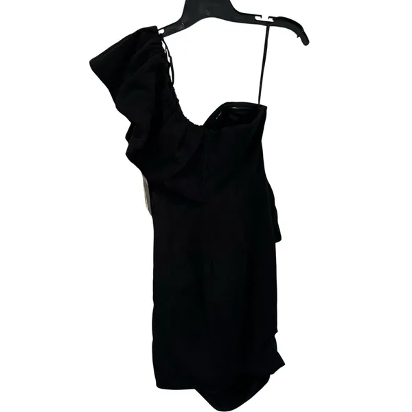 NWT Katie May Take Flight Ruffled One Shouldered Mini Dress Black size Small‎ - Image 3