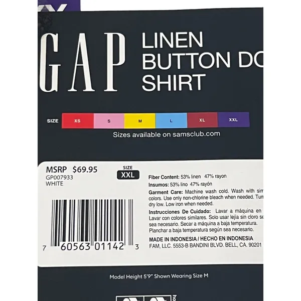 Gap Linen Button Down Shirt Women White Long Sleeve Relaxed Fit - XXL - Image 3