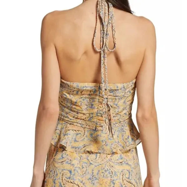 NEW‎ Veronica Beard Arienne Gathered Halter Neck Silk Top - Image 9
