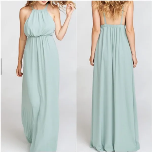 Show Me Your Mumu SMYM Amanda halter maxi dress in Silver Sage Green NEW SMALL - Image 7