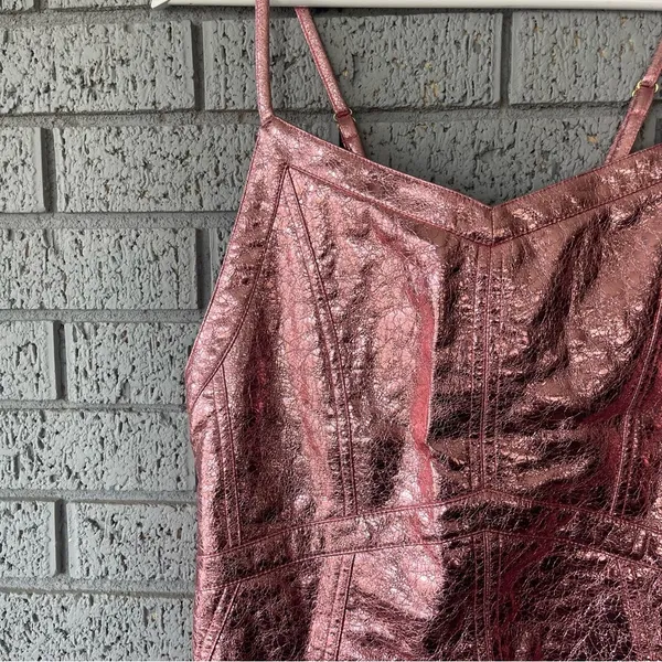 NWT For Love and Lemons Luna Pink Metallic Mini Dress Size Medium - Image 5