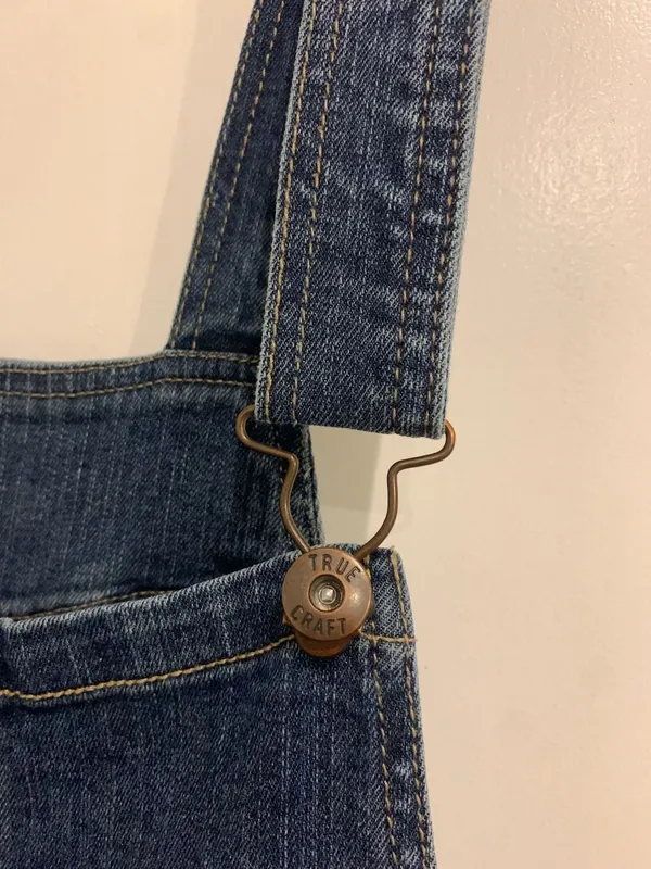 True Craft Women's Dark Wash Distressed Denim Overalls Size 13 - Image 3