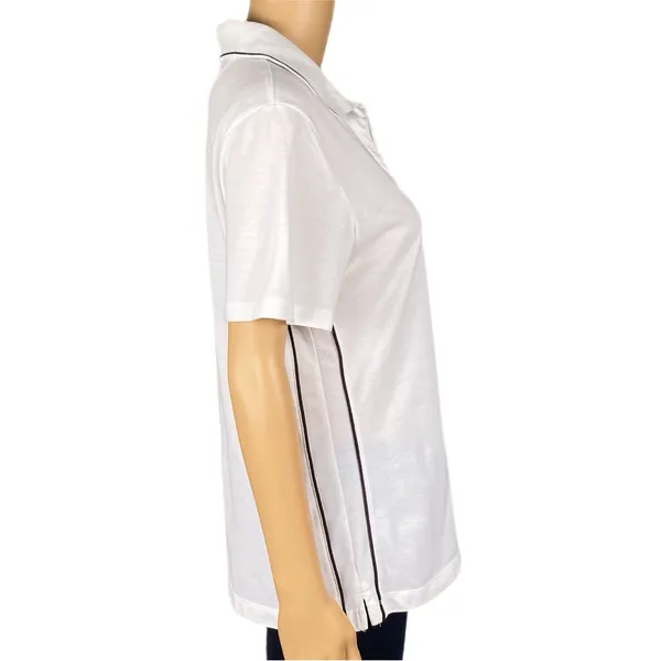 EP PRO Tour Dry Performance White w/Blk Trim Short Sleeve Golf Polo Snaps Large - Image 4