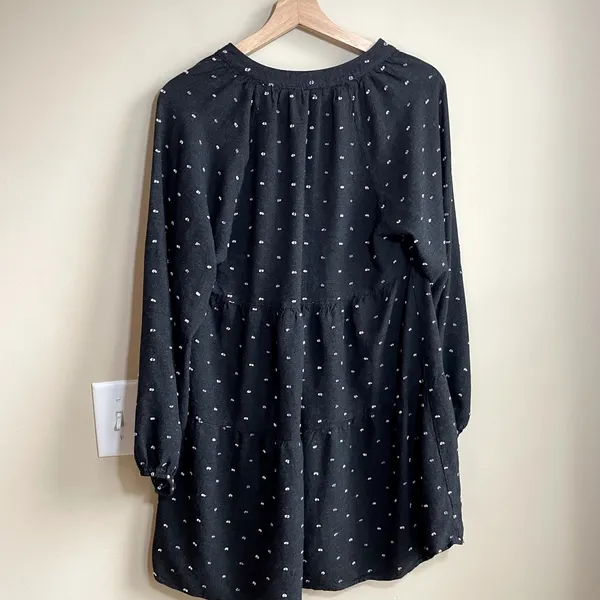 Zara black polka dotted long sleeved v-neck minidress women's size‎ medium - Image 6
