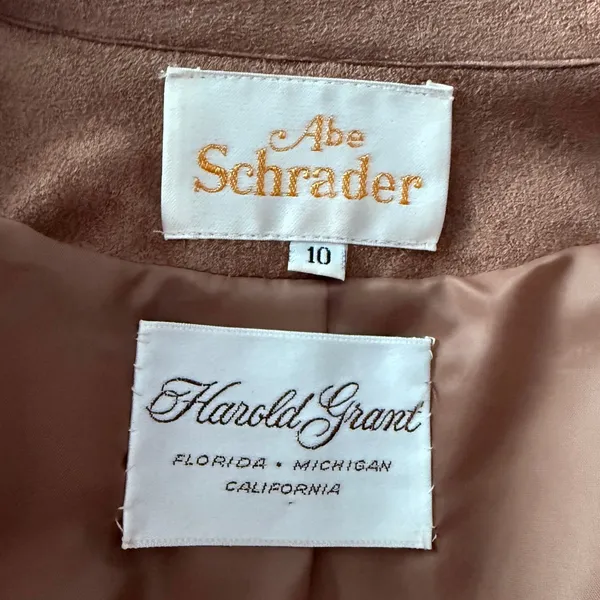 Abe‎ Schrader Vintage Tan Faux Suede Blazer Gold Crest Buttons ILGWU Size 10 - Image 7