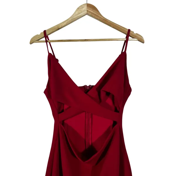 Lulus Crisscross Cutout Solid Midi Bodycon Dress Red Sexy Formal Size M - Image 2