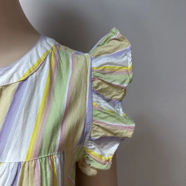 Roller Rabbit Darrell‎ Stripe Pippa Dress Size XS Pastel Cotton Tiered Mini - Image 3