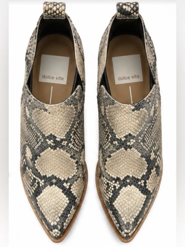 Dolce Vita Snakeskin Pointed Toe Cutout Ankle Booties Size 7.5 - Image 4