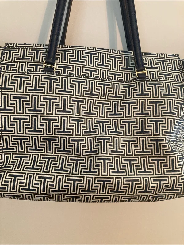 Tory Burch Black and White Signature Geometric Tote - Image 8