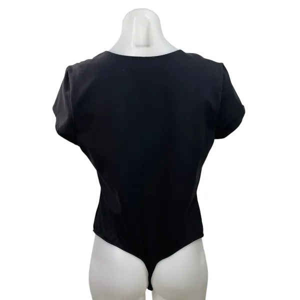 Free People Intimately Black Plunge V Neck Short Sleeve Bodysuit Top Size XS - Image 3