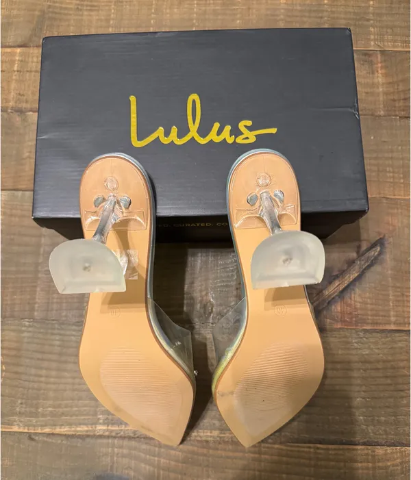 Lulus Silver Holographic Pointed Toe Heels - Image 4
