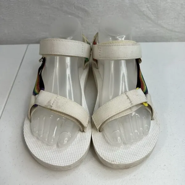 Teva‎ Size 7 Sandals Original Universal Pride White Rainbow 1125890 Adjustable - Image 5