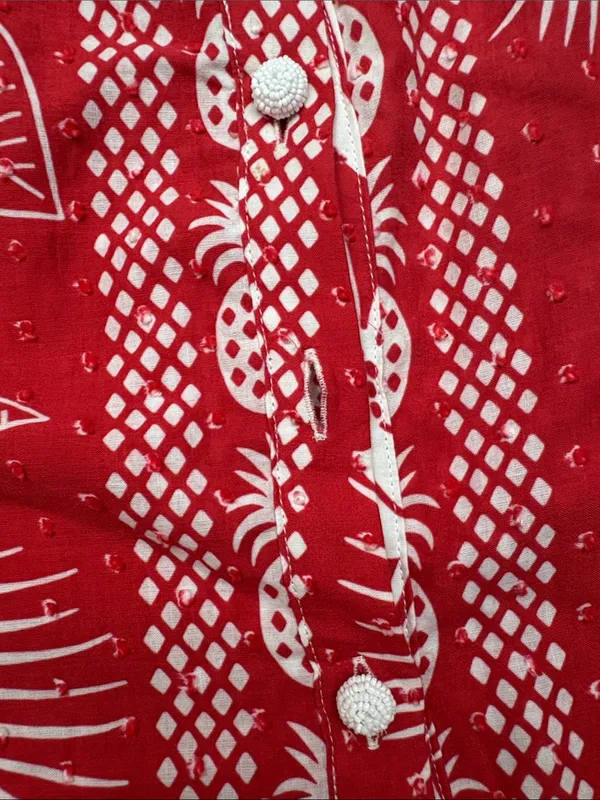 Farm Rio size small Red White Tropical Print Button-Front Maxi Dress vaca party - Image 7