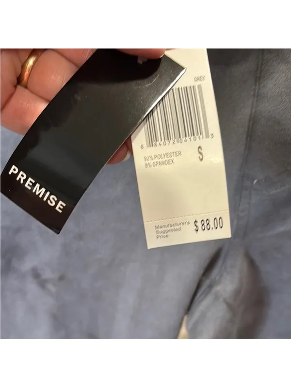 Premise Gray Faux-Suede Leggings with Black Elastic Waistband - Image 3