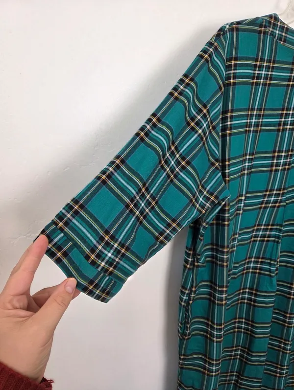 Mint Limit Blackwatch Plaid Sleep Shirt Nightgown House Dress Cotton Large - Image 8