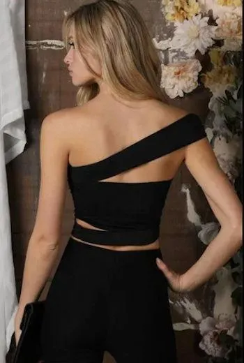 Unbranded New Black Bandage Cut Out Crop Top - Image 4