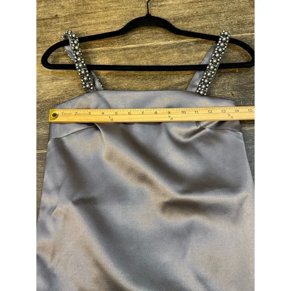Kate Spade satin mini‎ dress with beaded straps Gray Size 0 - Image 12