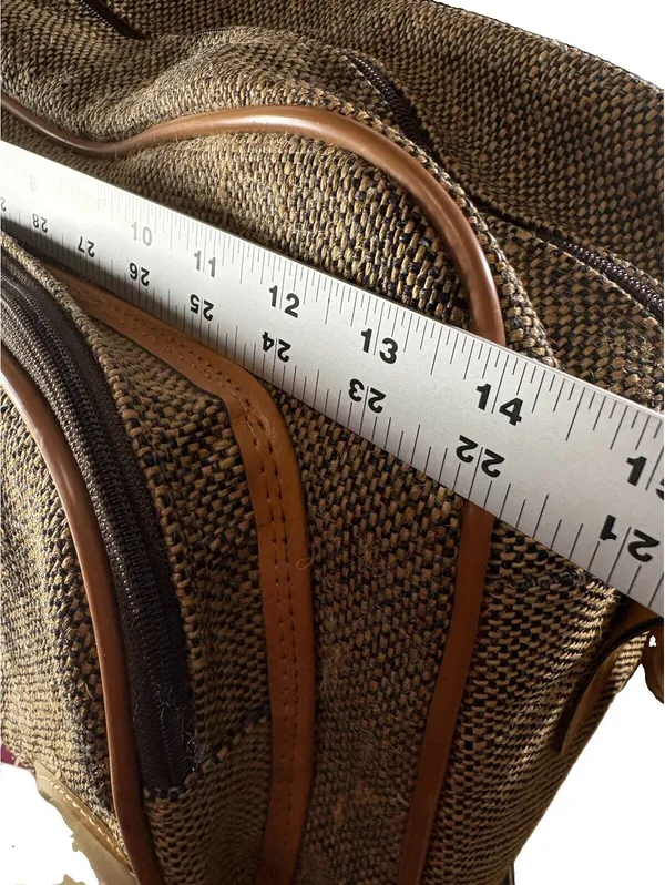 Pierre Cardin Vintage Travel Carry-On Train Case Weekender Brown Tweed Bag - Image 5