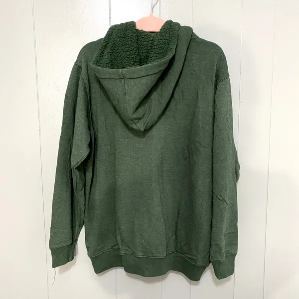 NEW Aerie Green Fleece Sherpa Soft Cozy Full Zip Loungewear Boho Hoodie M - Image 4