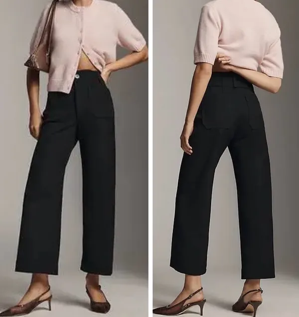 Anthropologie Maeve The Colette Stretch Twill Crop Wide-Leg Pants, Size 26 - Image 2