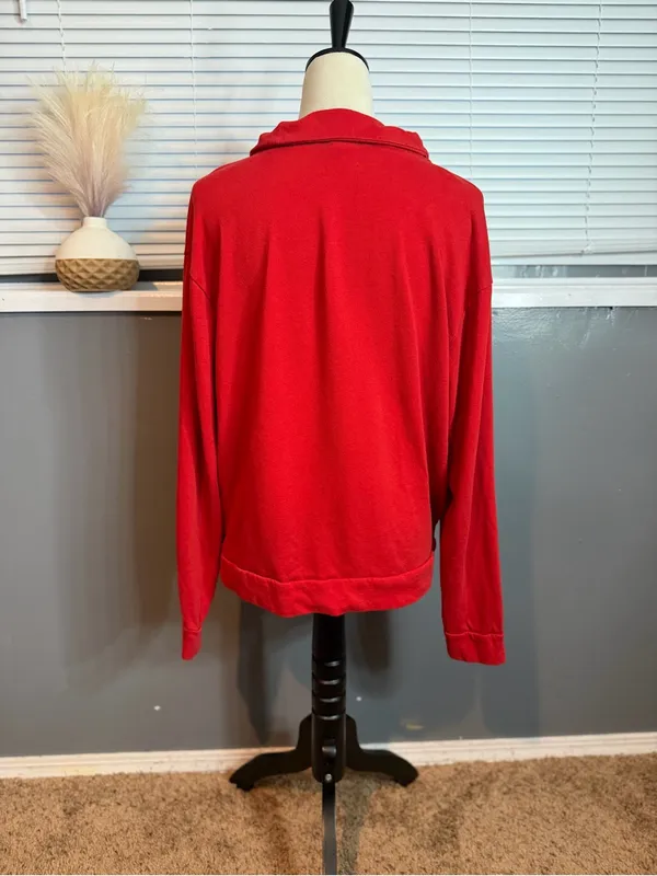 PINK Victoria’s Secret Red Quarter Zip Sweatshirt Medium - Image 6