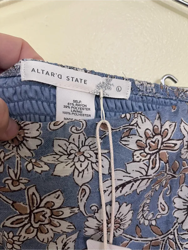 NEW Altar’d State Blue Floral Strapless Maxi Dress Size Large NWT - Image 6