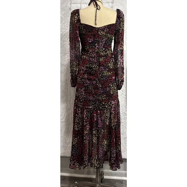 ASTR The Label Midi Dress Athena Floral Ruched Ruffled V Wire Women’s M Slim Fit - Image 4