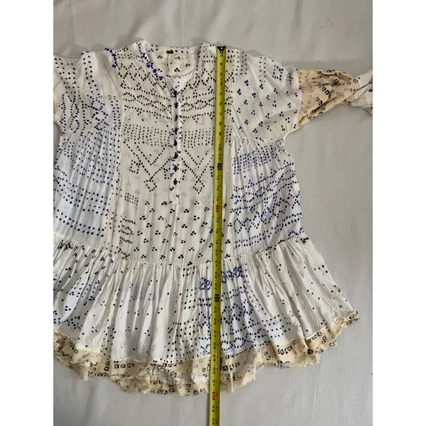 Free People Shibori Ivory‎ Print Long Sleeve Button-Up Tunic - Image 7