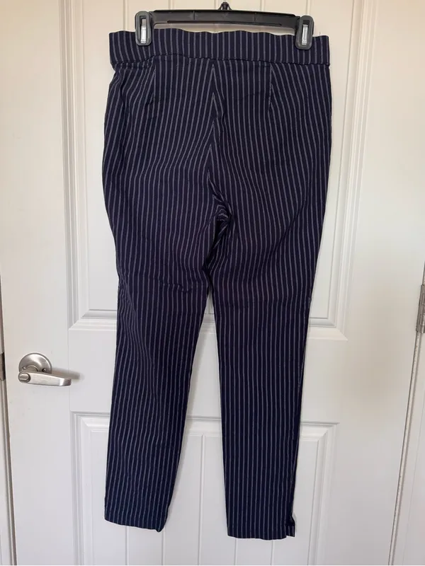 Tommy Hilfiger Navy‎ Pinstripe Sailor Pants Gold Buttons Size M - Image 3