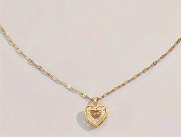 Graduation Gift 🎓 Golden Love Heart Pendant Necklace, Simple Necklace - Image 2