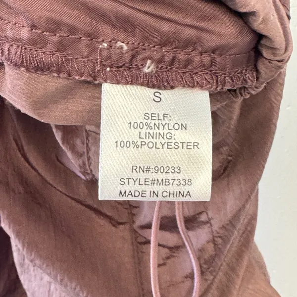 PacSun Mauve Brown Nylon Parachute Pants Wide Leg Streetwear MB7338 Small - Image 8