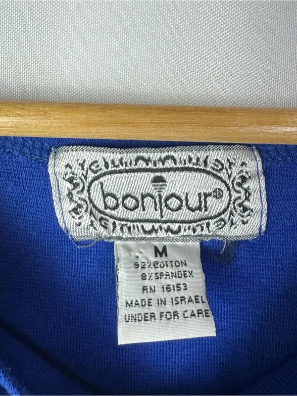Bonjour Y2K Royal Blue Boat Neck Crop Long Sleeve Top M - Image 4