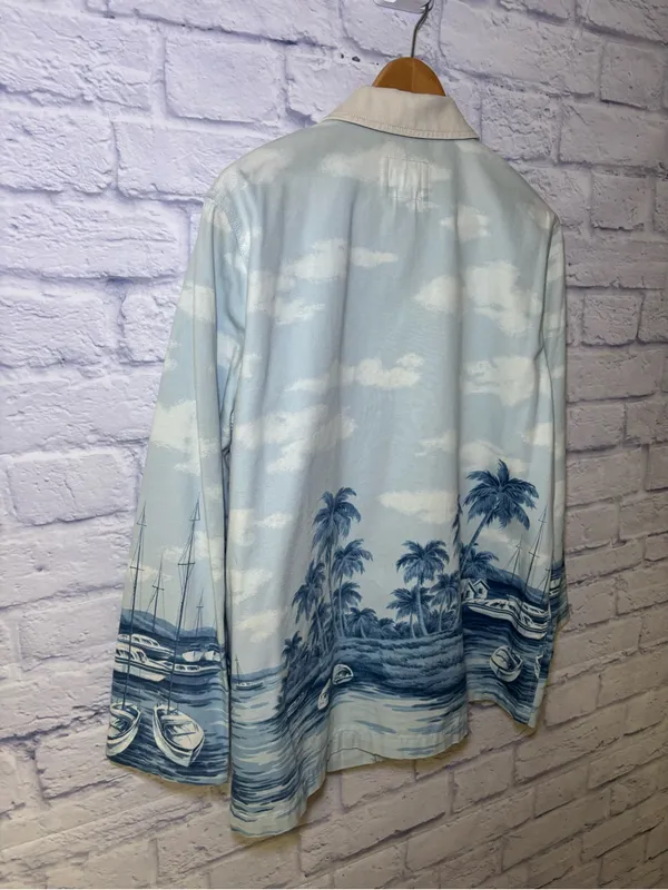 RALPH LAUREN Naval Supply Size M Barn Jacket Blue St Martin Island Boat Print - Image 14