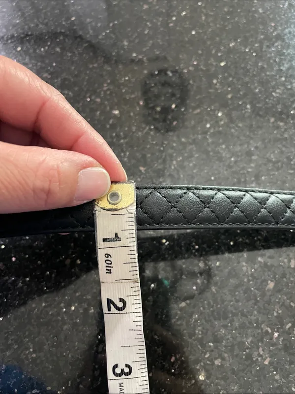 Michael Kors Black Quilted Silver MK Logo Buckle Belt Size Large - Image 8