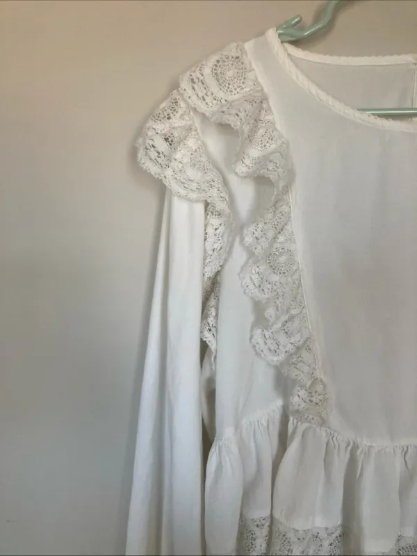 Free People Take It Easy Ruffle Lace Blouse M Boho Read - Image 2