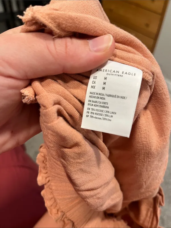 American Eagle Linen Blend Paperbag Pants in Pink Size Medium - Image 7