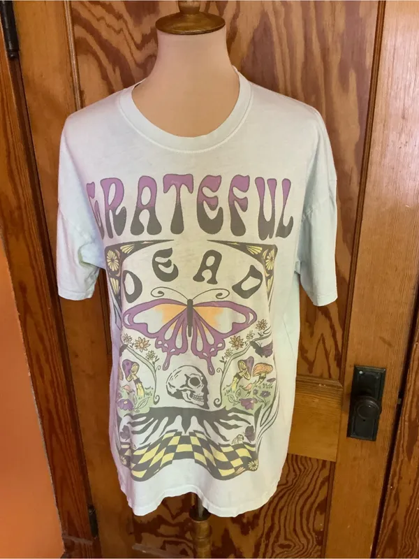 American Eagle Grateful Dead Graphic Tee XS Butterfly Skull Mushroom Band Tee - Image 10