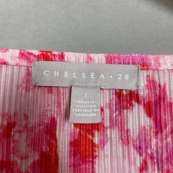 Chelsea28‎ Dress Flutter Sleeve Plissé Midi Dress NWT Pink Red Artful Petals Lrg - Image 8