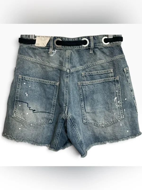 NWT FREE PEOPLE WE THE FREE Moxie Barrel Shorts Timeless Blue $128 CURRENT 26 S - Image 4