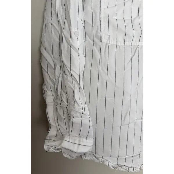 Aritzia Babaton Utility Button Up Relaxed Drapey Twill Shirt Striped Women's Sm - Image 7