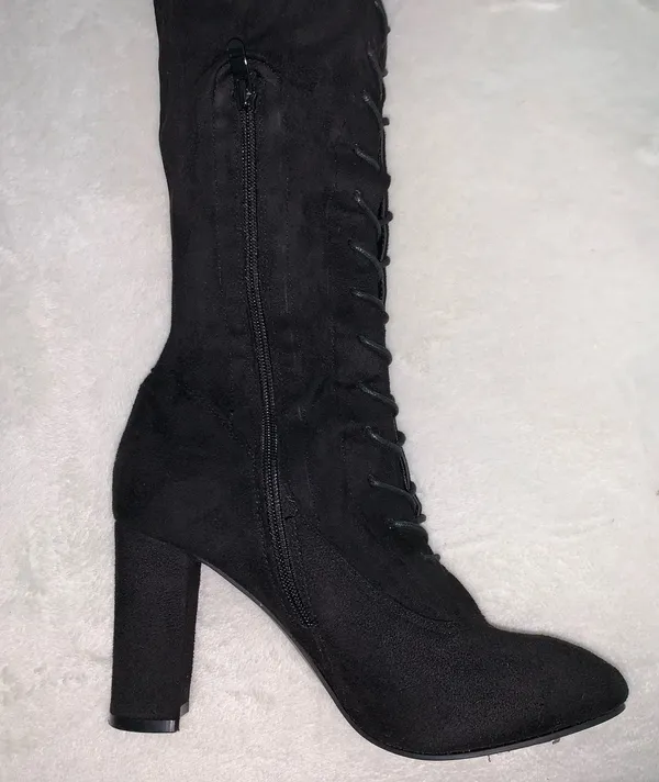 Rampage Womens Knee Hi Boots Black Over Knee Adjustable Strap size 9 - Image 6