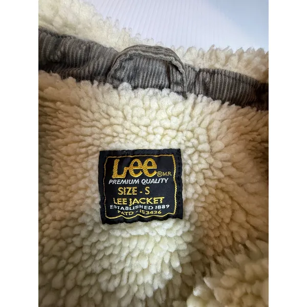 Lee Womens Grey Corduroy Sherpa‎ Lined Jacket Small Western Trucker Coat Vintage - Image 2
