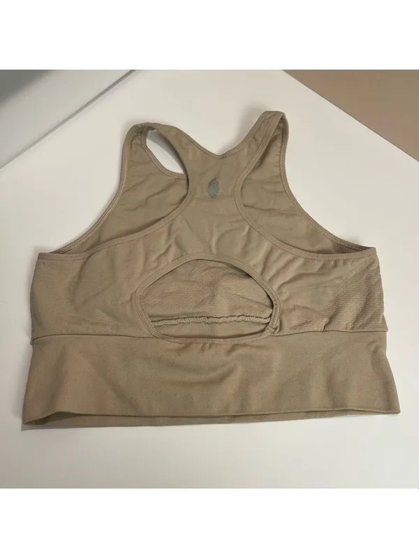 FP Movement Free People Beige Tank Crop Top M/L Racerback Keyhole Athleisure - Image 3